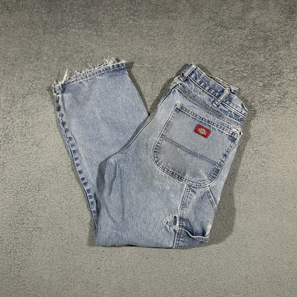 Y2k Dickies Relaxed Fit Distress Carpenter Light Wash Jeans 30x28 #2753